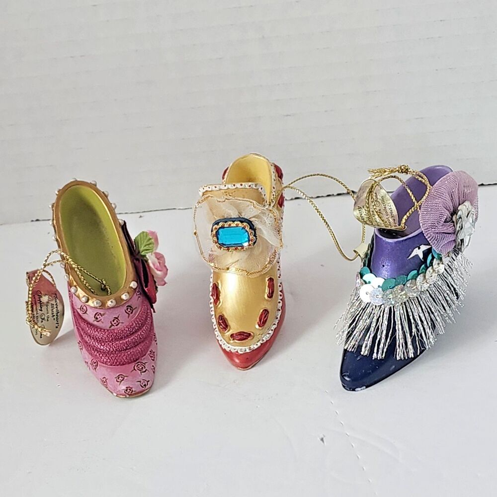Ashton Drake Galleries Shoe Ornaments Victorian Heirloom Set Of 3